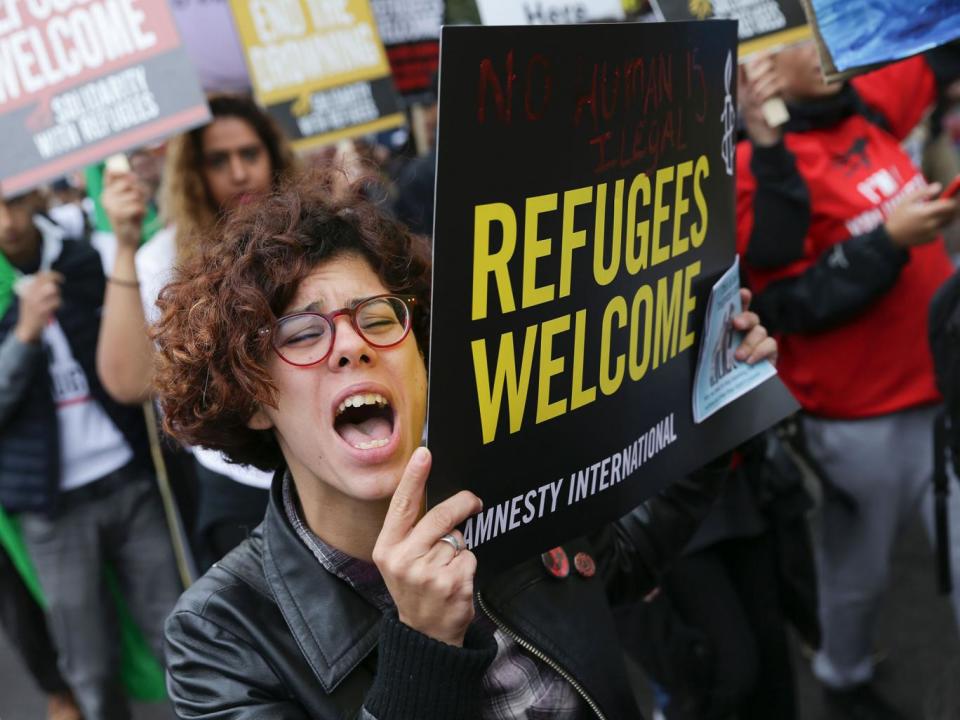 A march calling for the British Government to resettle more refugees in central London on September 17, 2016. (AFP/Getty Images)