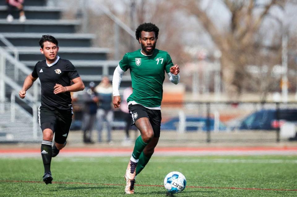 Nico Brown (77) outruns the competition during a Lexington Sporting Club scrimmage at Transylvania University in February. Brown is one of 22 players on the inaugural LSC roster for 2023.