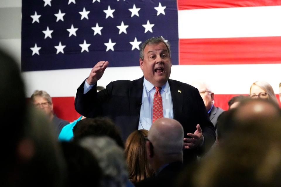 Chris Christie at a rally event earlier this year (Copyright 2023 The Associated Press. All rights reserved.)