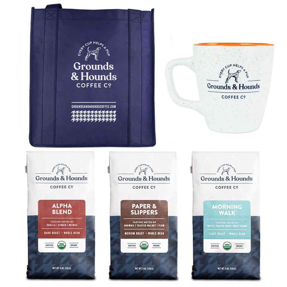 <p><a href="https://go.redirectingat.com?id=74968X1596630&url=https%3A%2F%2Fgroundsandhoundscoffee.com%2Fproducts%2Fg-h-gift-pack&sref=https%3A%2F%2Fwww.bestproducts.com%2Flifestyle%2Fpets%2Fg2257%2Fgifts-for-dog-lovers%2F" rel="nofollow noopener" target="_blank" data-ylk="slk:Shop Now;elm:context_link;itc:0;sec:content-canvas" class="link ">Shop Now</a></p><p>Sunrise Rescue Gift Pack</p><p>groundsandhoundscoffee.com</p><p>$50.00</p>