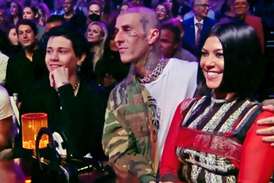 Kourtney Kardashian, Travis Barker and His Son Landon (Whom Tyra Banks Called Logan) Cheer on Charli D'Amelio on Dancing with the Stars