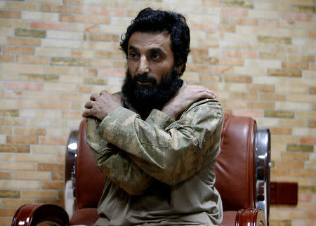 Hazem Saleh, who is suspected of fighting for the Islamic State, speaks during an interview with Reuters in a Kurdish security compound in the city of Erbil, Iraq November 28, 2016. Picture taken November 28, 2016. To match Exclusive MIDEAST-CRISIS/MOSUL-PRISONERS REUTERS/Azad Lashkari