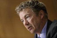 FILE - This April 8, 2014 file photo shows Sen. Rand Paul, R-Ky. speaking on Capitol Hill in Washington. Fresh voices in the U.S. Senate are speaking loudly on foreign policy, a new generation of Republicans and Democrats who reflect a war-weary nation cautious about America’s next moves. (AP Photo/J. Scott Applewhite, File)