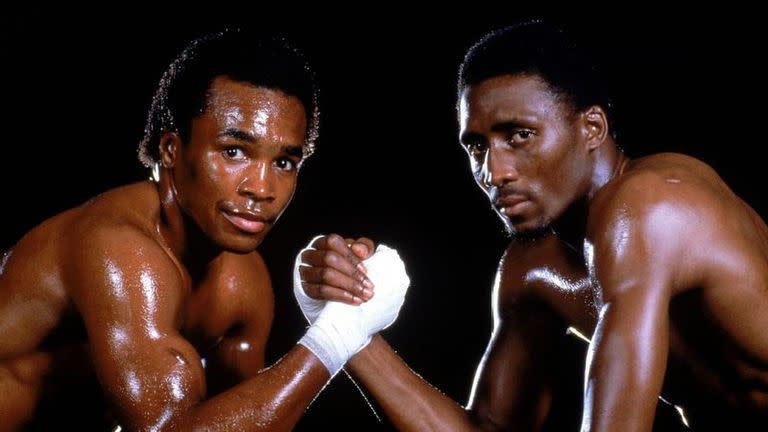 "Sugar" Ray Leonard y Tommy Hearns, en la previa de un combate que dejó una huella en una época dorada del boxeo. 