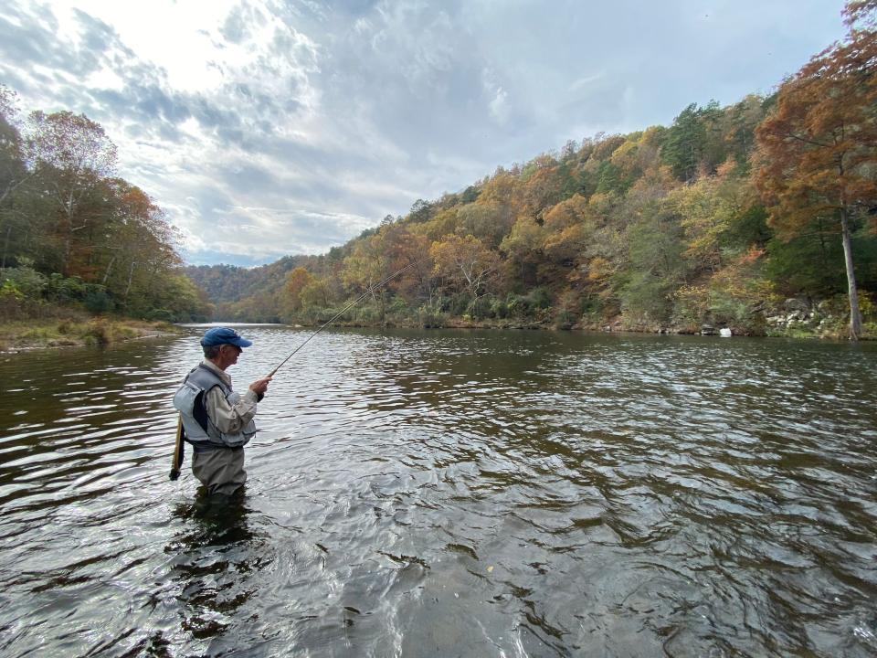 Six miles of the Lower Mountain Fork between the Broken Bow Lake dam and the State Highway 70 bridge east of Broken Bow make up the authorized trout habitat. Beavers Bend State Park is included in this stretch of the river.