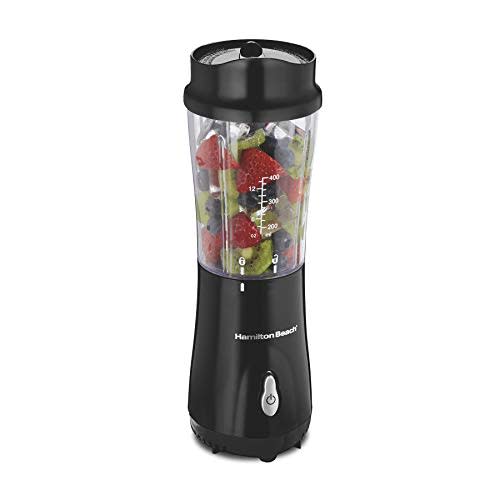 Hamilton Beach Personal Blender for Shakes and Smoothies with 14 Oz Travel Cup and Lid, Black (…