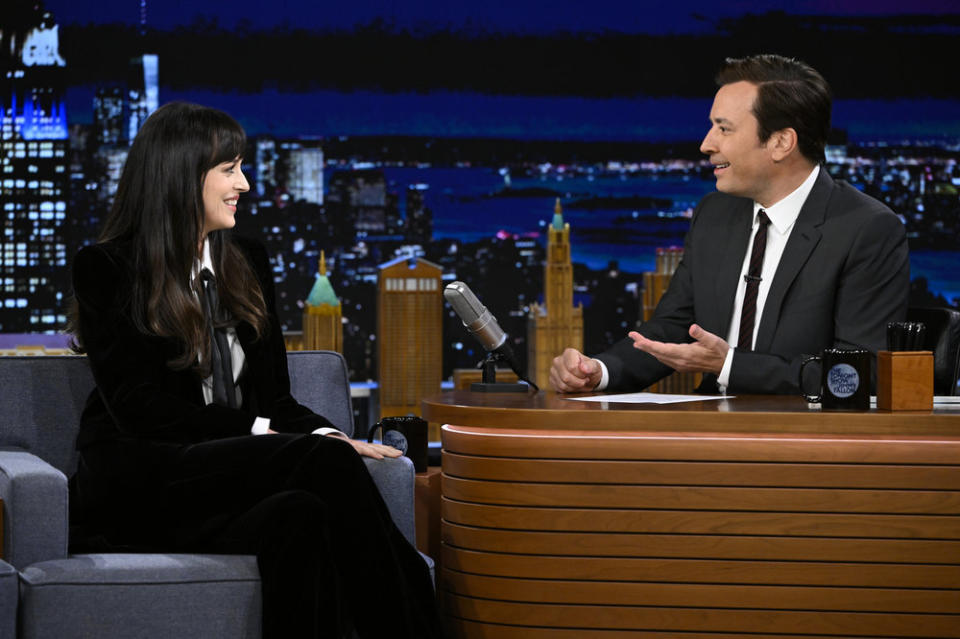 Dakota Johnson on “The Tonight Show With Jimmy Fallon.” - Credit: Todd Owyoung/NBC