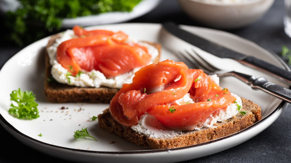 <p> Want to enhance your brain power? Smoked salmon, a core component of the Mediterranean diet, is a breakfast must-have when it comes to cognitive function. The fish is a rich source of omega-3 fatty acids, which research has <a href="https://pubmed.ncbi.nlm.nih.gov/25786262/" rel="nofollow noopener" target="_blank" data-ylk="slk:found;elm:context_link;itc:0;sec:content-canvas" class="link ">found</a> can help ward off age-related memory decline.   </p>