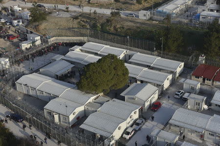 A view of the site for registering refugees and migrants at the city of Mytilene, on the Greek island of Lesbos is seen in this handout picture released by the Greek Prime Minister's Office on December 15, 2015. REUTERS/Greek Prime Minister's Office/Handout via Reuters