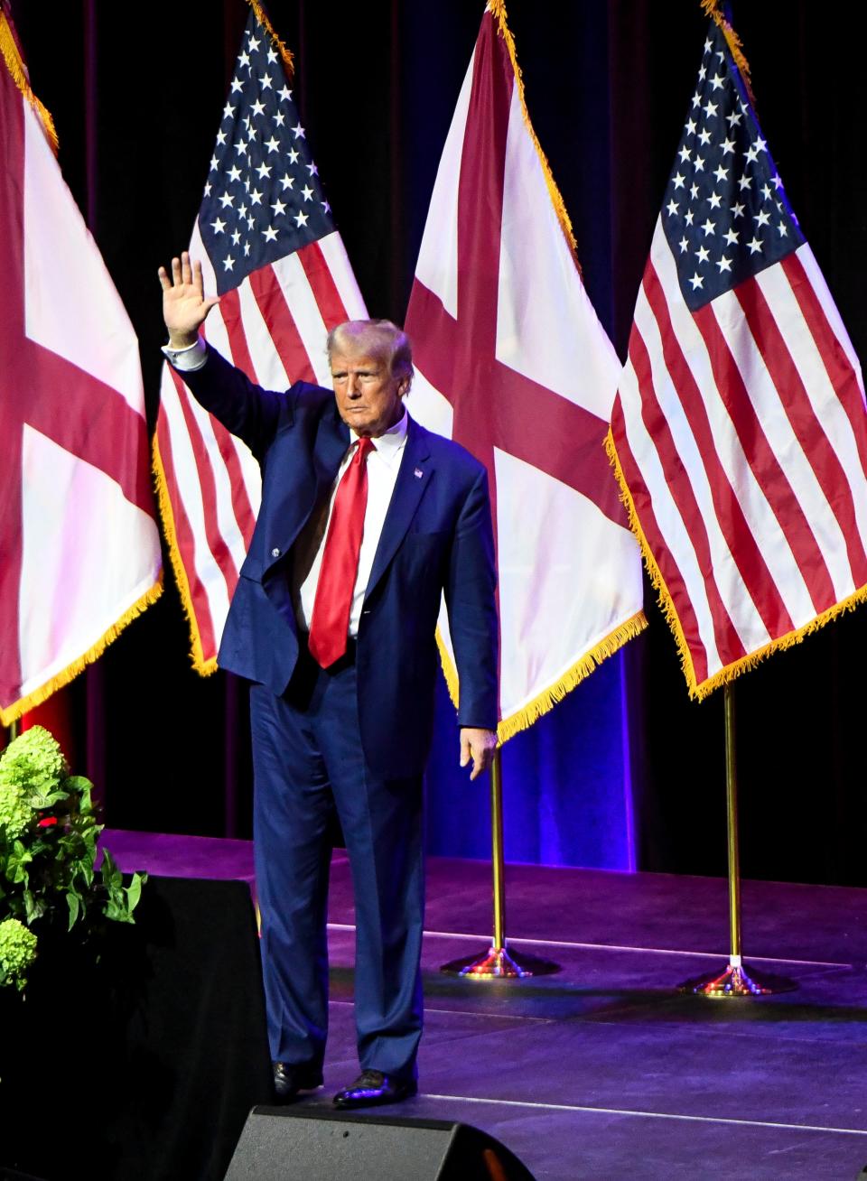 Former President Donald Trump speaks during the Alabama Republican Party Summer Dinner at the Renaissance Hotel and Conference Center in Montgomery Friday, August 4, 2023.