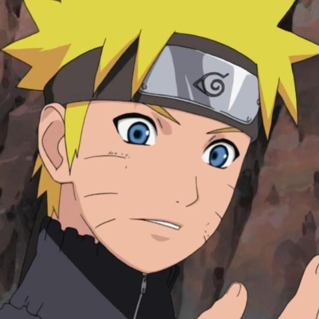 side close up portrait of Naruto wearing black and white ninja s