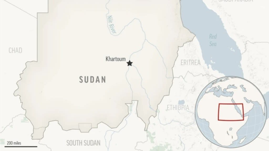 This is a locator map for Sudan with its capital, Khartoum. (Photo: AP)
