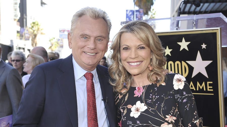 Pat Sajak, left, and Vanna White, from “Wheel of Fortune,” attend a ceremony honoring Harry Friedman with a star on the Hollywood Walk of Fame on Nov. 1, 2019, in Los Angeles. Sajak is taking one last spin on “Wheel of Fortune,” announcing Monday, June 12, 2023, that its upcoming season will be his last as host. (Photo by Richard Shotwell/Invision/AP, File)