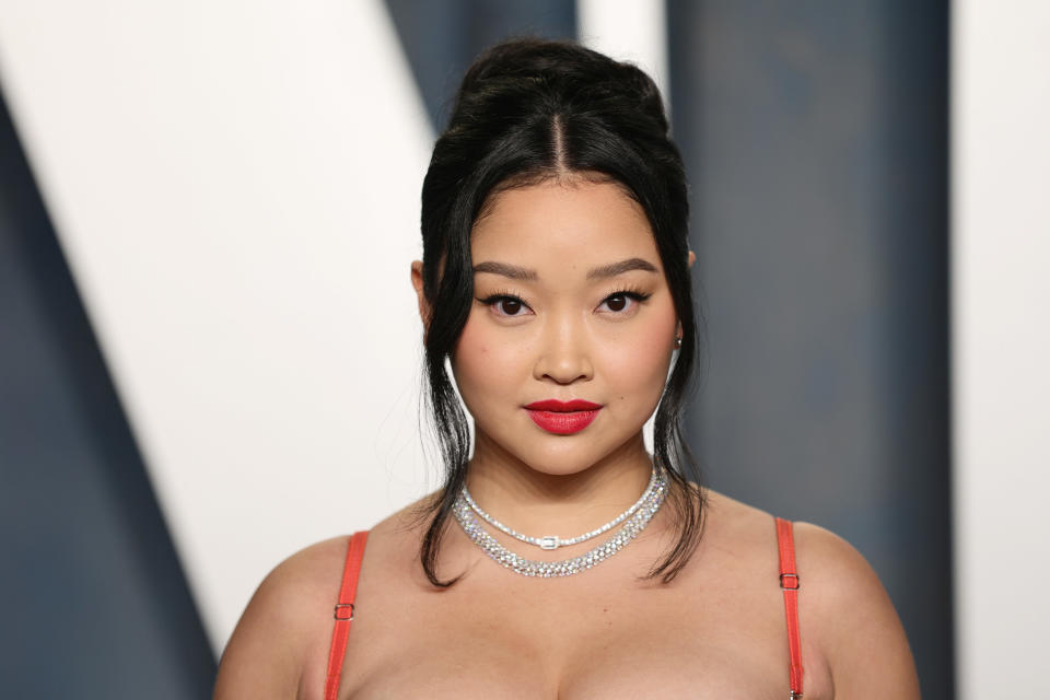 Lana Condor attends the 2022 Vanity Fair Oscar Party hosted by Radhika Jones