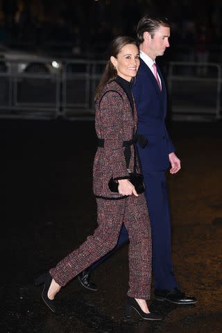 <p>James Veysey/Shutterstock</p> Pippa Middleton and James Matthews arrive for the Together At Christmas Carol Service at Westminster Abbey in London on December 8.