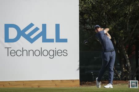 Mar 21, 2018; Austin, TX, USA; Rory McIlroy of Ireland tees off on the 15th hole during the first round of the WGC - Dell Technologies Match Play golf tournament at Austin Country Club. Mandatory Credit: Erich Schlegel-USA TODAY Sports