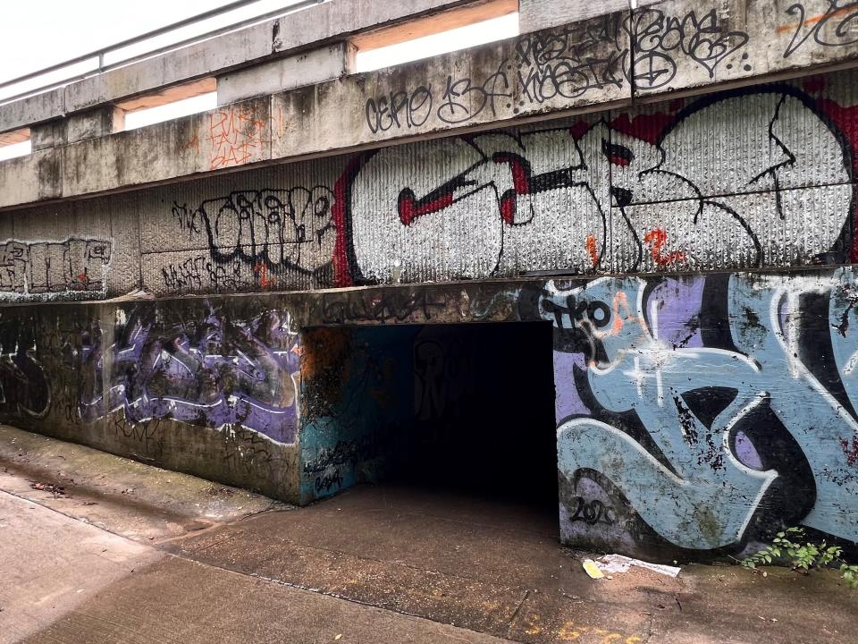 According to TxDOT, problems at this tunnel, or drainage outfall, directly underneath the closed lane make the lane unsafe for travel (KXAN Photo/Mike Rush)