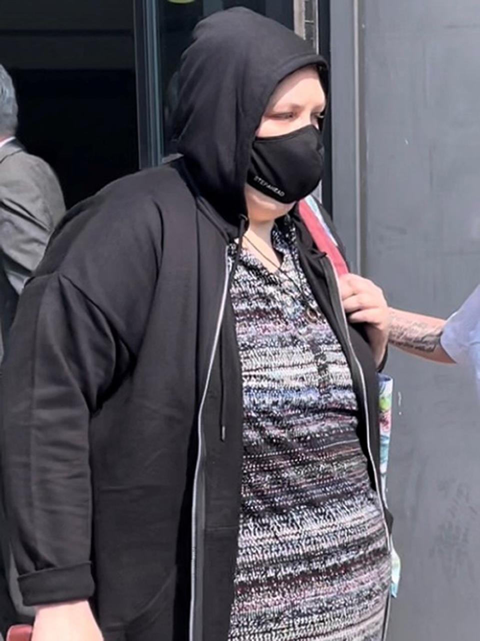 Holly LeGresley, 37, leaving Worcester Magistrates' Court where she admitted uploading 22 images and 132 videos of monkeys being tortured to online chat groups (Matthew Cooper/PA Wire)