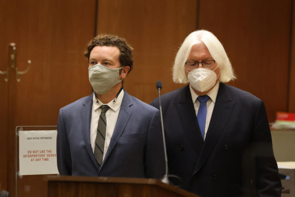 Danny Masterson, left, stands with his lawyer, Thomas Mesereau, at his arraignment on rape charges on Sept. 18, 2020, at Clara Shortridge Foltz Criminal Justice Center in Los Angeles. (Photo: Lucy Nicholson - Pool/Getty Images)