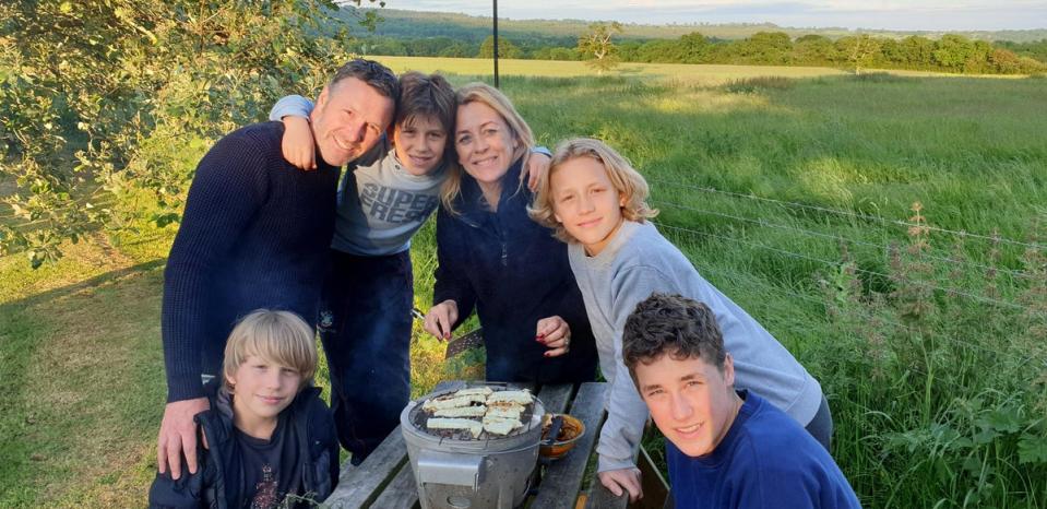 Beeny pictured with her husband Graham Swift and their four sons (Outline Productions)