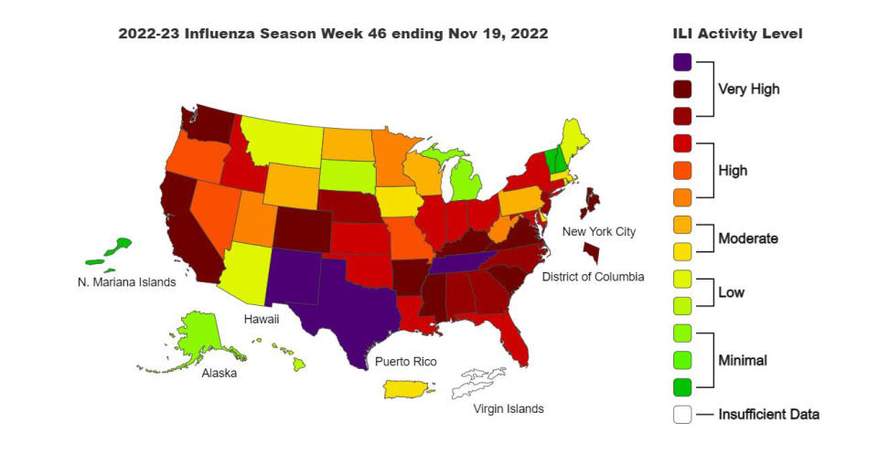Influenza map (CDC)