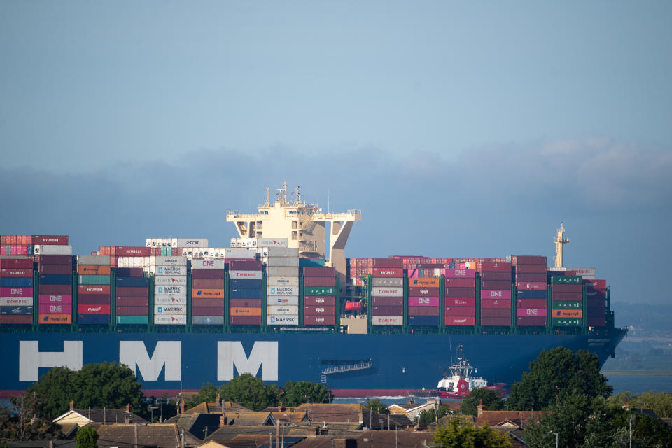 The 'ultra-large container vessel' (ULCV) is 1,312ft (400m) long and 200ft (61m) wide.