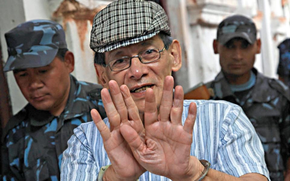 Charles Sobhraj, escorted by Nepalese police, following a court hearing in Kathmandu, 31 May 2011 - Narendra Shrestha/EPA/Shutterstock