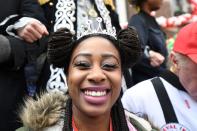 <p>A dressed-up woman poses during a carnival parade on Rose Monday on Feb. 12, 2018 in Duesseldorf, western Germany. (Photo: Patrik Stollarz/Getty Images) </p>