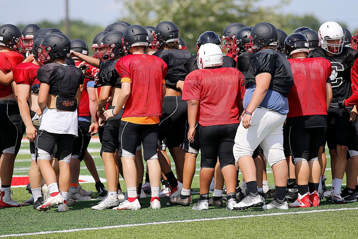 Crestview High School football team is seen during high school football practice on Tuesday, Aug. 2, 2022. TOM E. PUSKAR/ASHLAND TIMES-GAZETTE