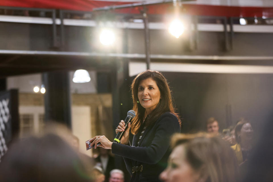 Republican presidential candidate and former South Carolina governor Nikki Haley attends a campaign, after announcing her 2024 presidential campaign, in Urbandale, Iowa, U.S., February 20, 2023.  REUTERS/Scott Morgan