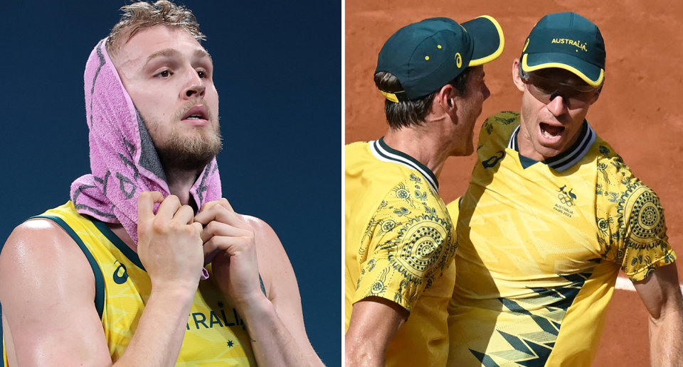 The Boomers suffered a chastening defeat to Greece on the same day Aussie tennis stars Matt Ebden and John Peers won through to the doubles final at the Olympics. Pic: Getty