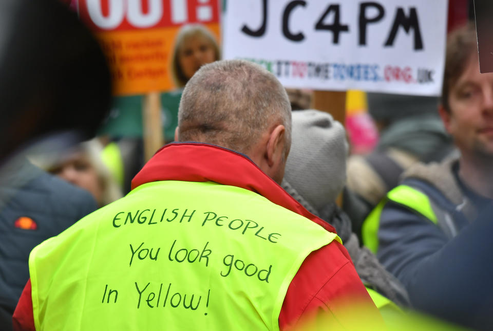 The crowds were addressed by politicians including shadow chancellor John McDonnell in Trafalgar Square.