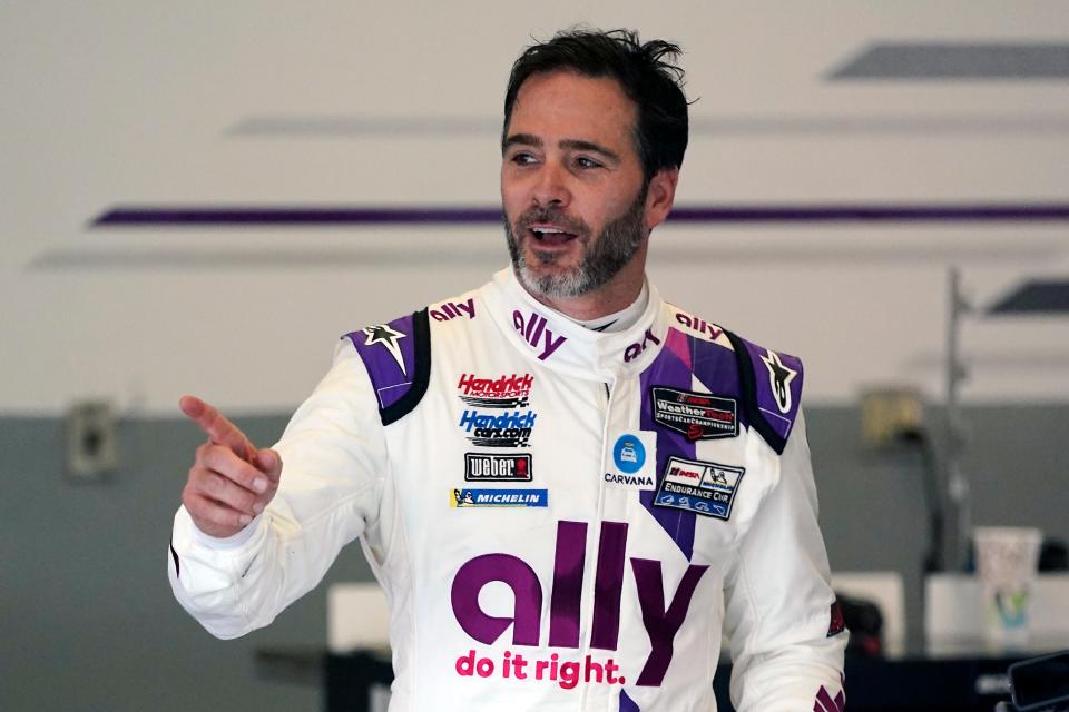 Jimmie Johnson at the 2021 Rolex 24, which was the eighth of his nine appearances in Daytona's endurance race.