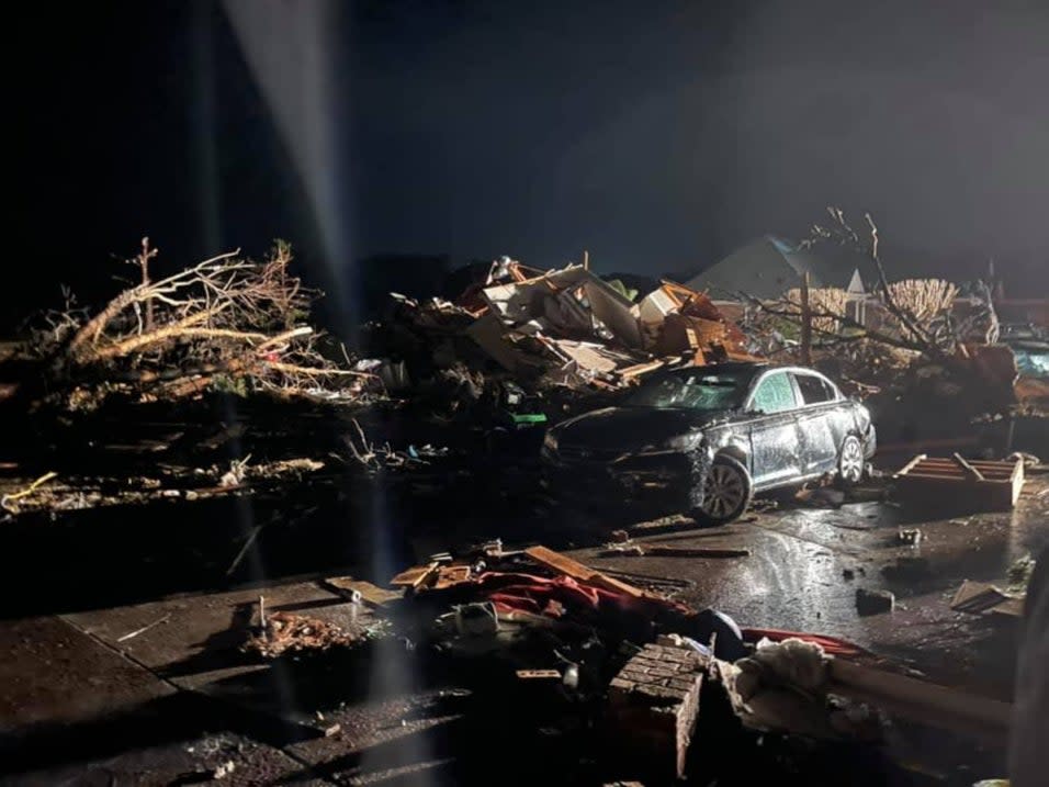 Some of the damage caused by the tornado that ripped through Brunswick County, North Carolina on Tuesday 16 February ((Brunswick county Sheriff’s Office))