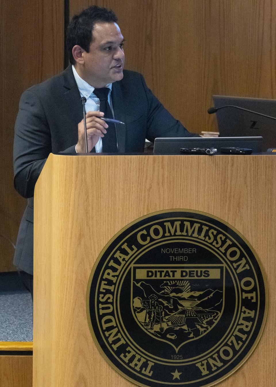 Jessie Atencio, director of the Arizona Division of Occupational Safety and Health, speaks during a July 14, 2022, meeting at the Industrial Commission of Arizona in Phoenix.