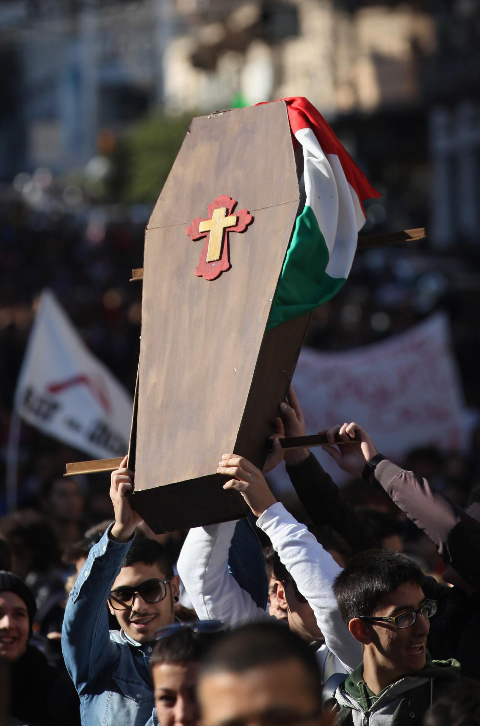 Students and Unemployed Demonstrators Protest Against The Severity Of Austerity Measures