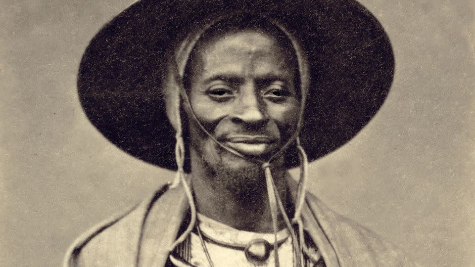 A copy of a portrait presented to Belgian traveller Adolphe Burdo in 1878 by a man described by Burdo as "The King of Dakar." - adoc-photos/Corbis/Getty Images