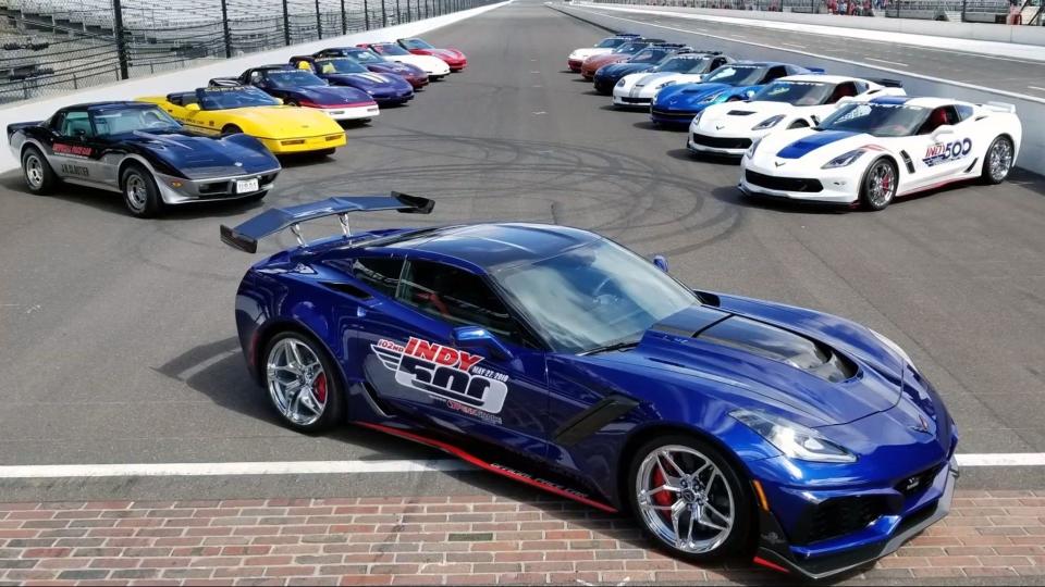 All of the Corvette Indy 500 pace cars from 1978 through 2018. Image Credit: Chevrolet