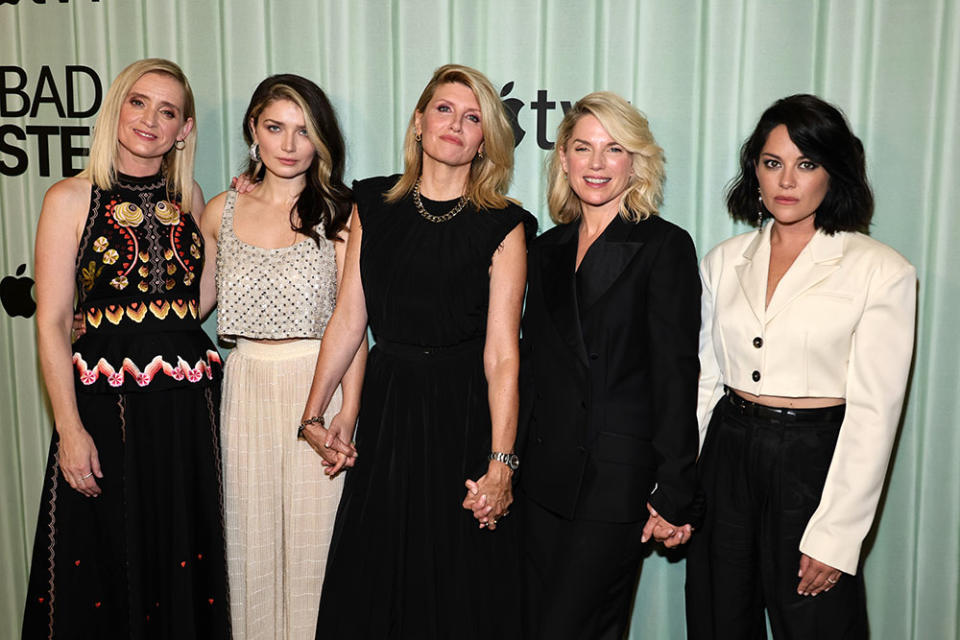 Anne-Marie Duff, Eve Hewson, Sharon Horgan, Eva Birthistle and Sarah Greene attend Apple TV+'s "Bad Sisters" New York Premiere at the Whitby Hotel on August 10, 2022 in New York City.