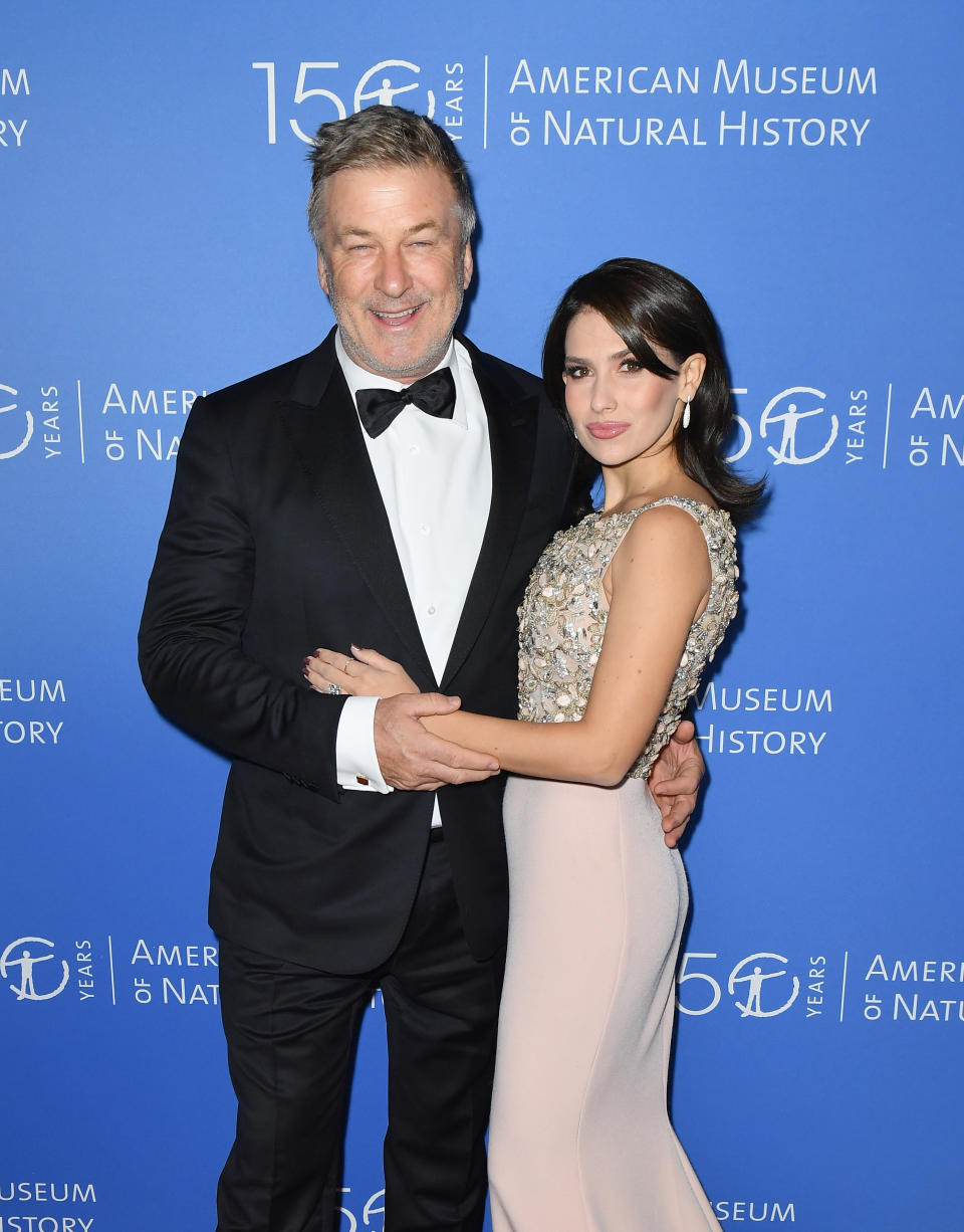 US actor Alec Baldwin (L) and Hilaria Baldwin attend the American Museum of Natural History Gala on November 21, 2019 in New York City. (Photo by Angela Weiss / AFP) (Photo by ANGELA WEISS/AFP via Getty Images)