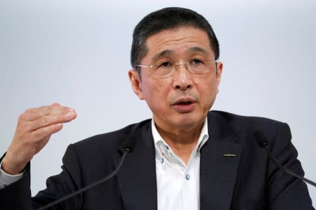 Nissan CEO Hiroto Saikawa attends a news conference in Yokohama