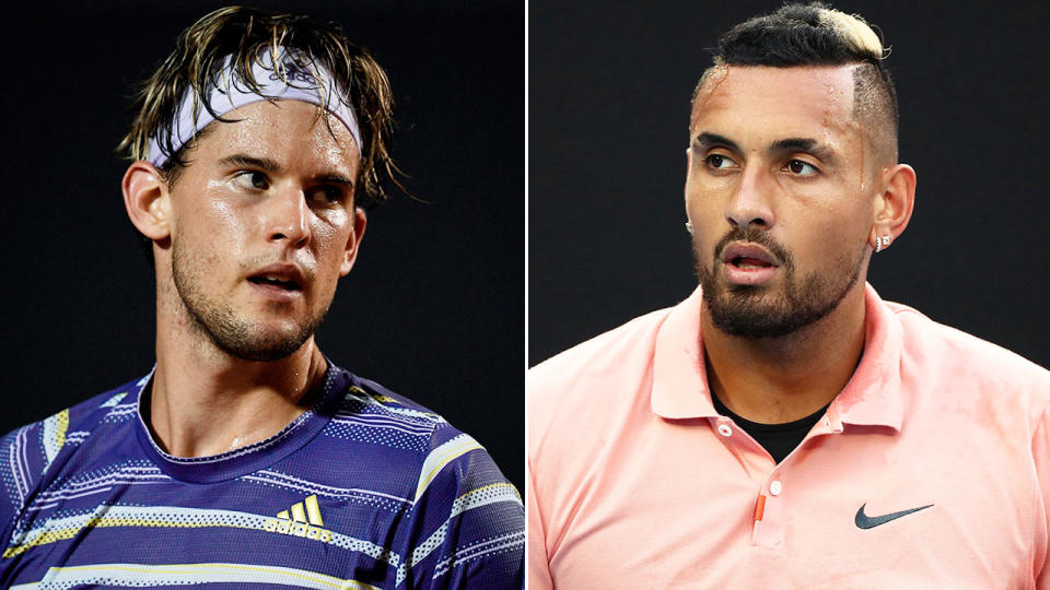 Pictured here, men's tennis stars Dominic Thiem and Nick Kyrgios.