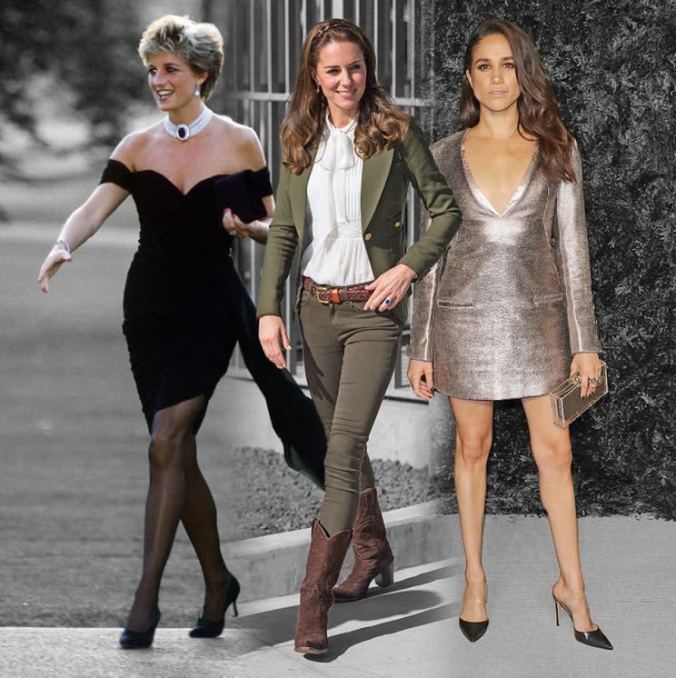 Princess Diana, the Duchess of Cambridge and Meghan Markle are fashion influencers. (Casey Hollister 4:20 PM Photo: Getty Images)