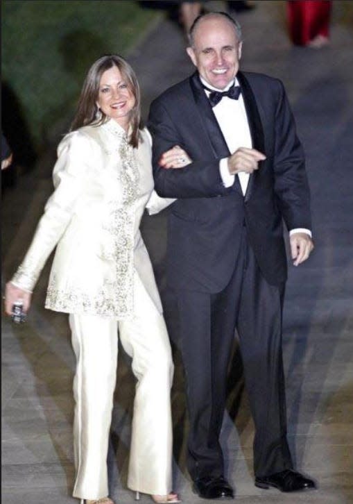 Former New York City Mayor Rudolf Giuliani and his wife Judith Nathan arrive at Donald Trump’s wedding. [Damon Higgins/The Palm Beach Post]