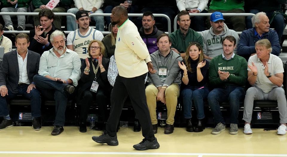 Milwaukee Bucks head coach Adrian Griffin is shown during the first half of their game against the New York Knicks on Dec. 5. Griffin was fired on Tuesday after coaching only 43 games.