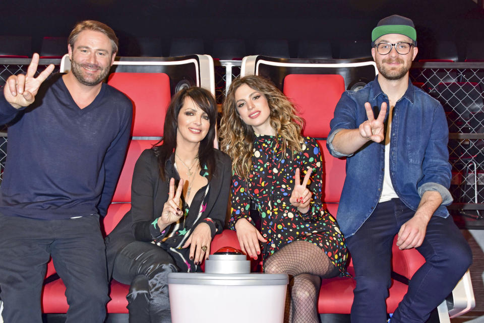 Sasha, Nena, ihre Tochter Larissa und Mark Forster (v.l.) sind die Coaches der neuen „The Voice Kids“-Staffel. (Bild: Getty Images)