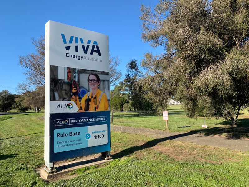 Logo of refiner and fuel distributor Viva Energy, is pictured in Corio