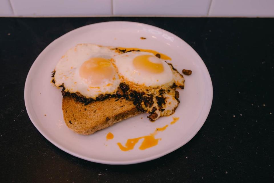 <p>Sara Feigin</p><p>Even TikTok is in on the chili crisp trend, using it to make the ultimate eggs.</p><p><strong>Get the recipe here: <a href="/1228558/sara-feigin/tiktok-chili-oil-eggs/" data-ylk="slk:TikTok Chili Oil Eggs;elm:context_link;itc:0;sec:content-canvas" class="link ">TikTok Chili Oil Eggs</a></strong></p>