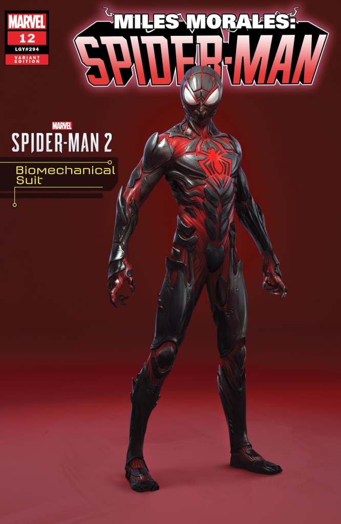 <strong>MILES MORALES: SPIDER-MAN #12</strong> Biomechanical Suit Marvel’s Spider-Man 2 Variant Cover by Jerad Marantz