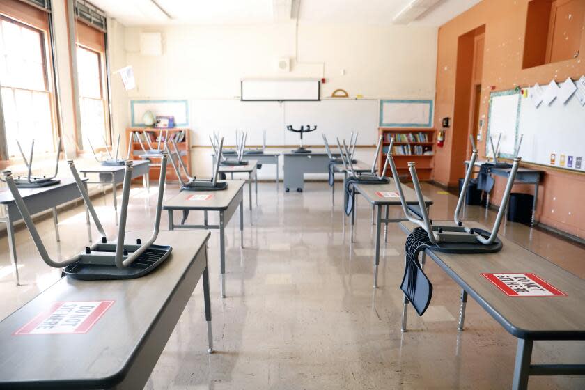 LOS ANGELES-CA-JUNE 14, 2021: Audubon Middle School principal Deanna Hardemion gives a tour of the school in Los Angeles where Dr. Dre and Jimmy Iovine, both music moguls from humble roots, plan to open a public high school on the campus in Fall 2022, on Monday, June 14, 2021. (Christina House / Los Angeles Times)